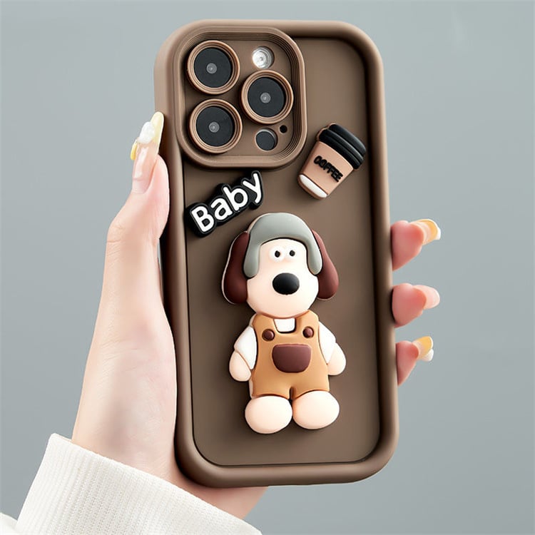 Simple cartoon three-dimensional coffee briquettes mobile phone case for Apple mobile phone