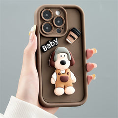 Simple cartoon three-dimensional coffee briquettes mobile phone case for Apple mobile phone