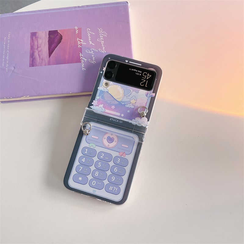 Cute retro phone case for Galaxy Z Flip 3/Galaxy Z Flip 4/Galaxy Z Flip 5/Galaxy Z Flip 6, hinged full cover case