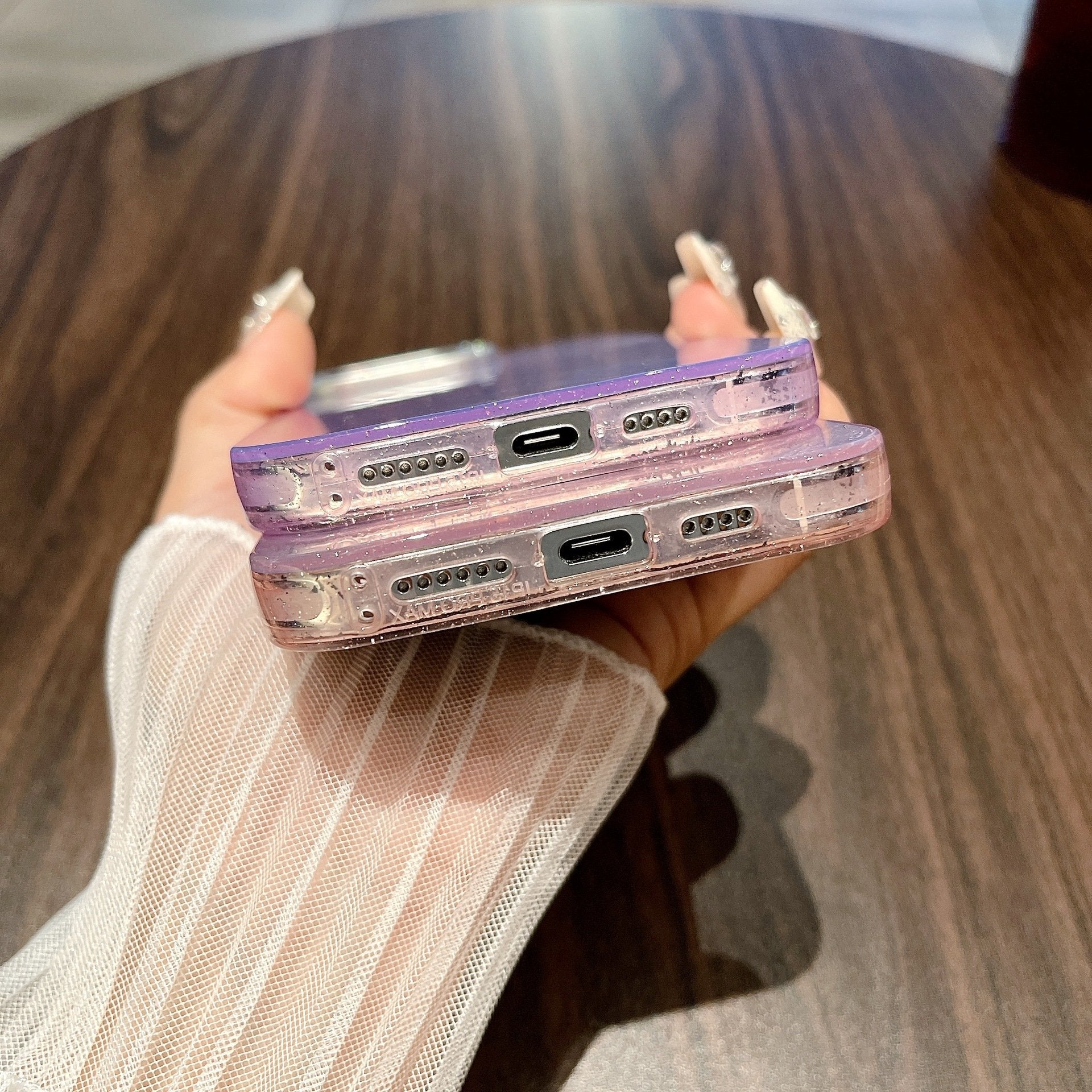 Rhinestone Mirror Frame Foil Texture Protective Case Compatible With iPhone 11/12/13/14/15/16 series