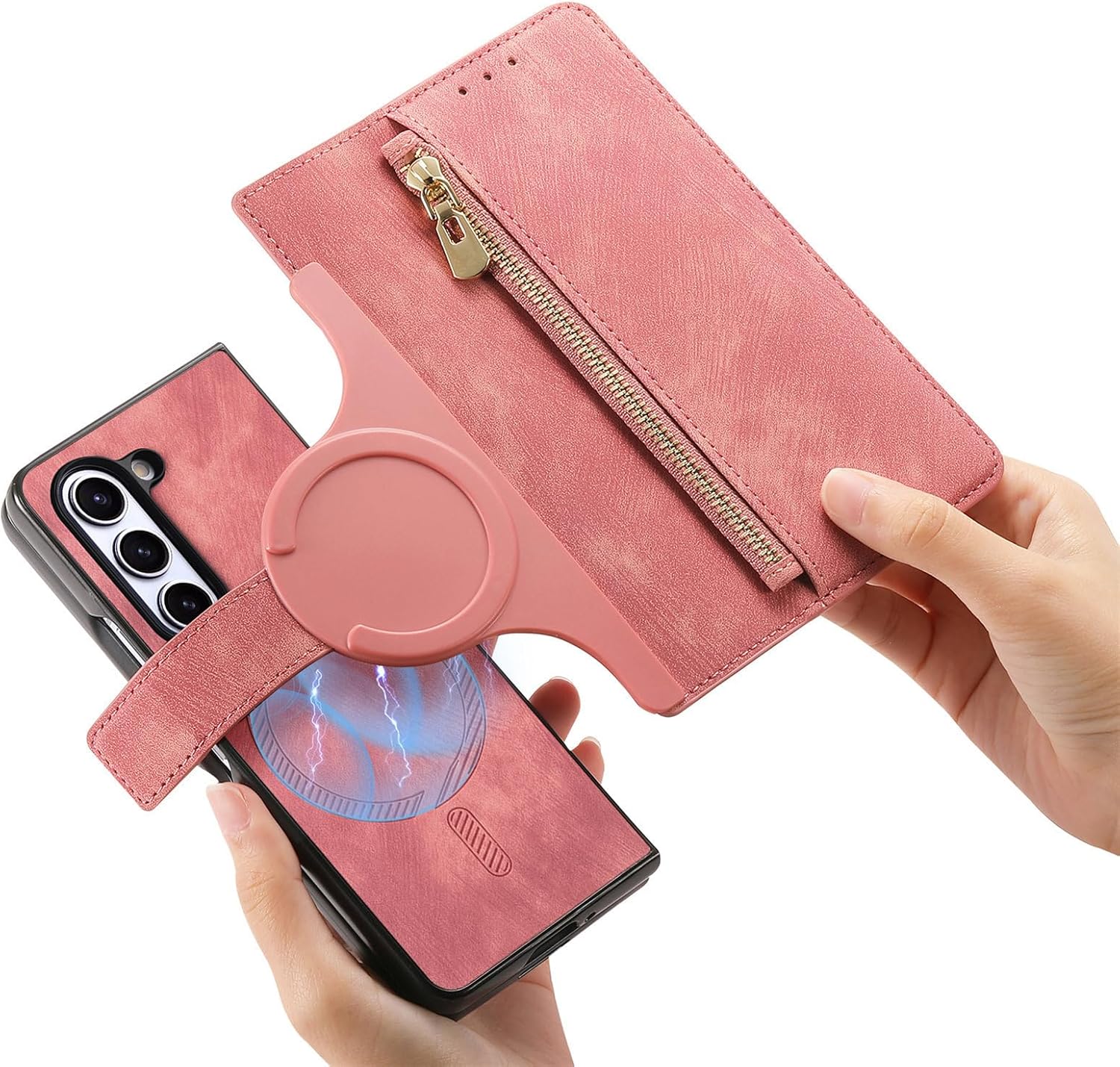 Creative magnetic two-in-one detachable mobile phone leather case for Galaxy Z Fold 3/Galaxy Z Fold 4/Galaxy Z Fold 5/Galaxy Z Fold 6(Only Case)