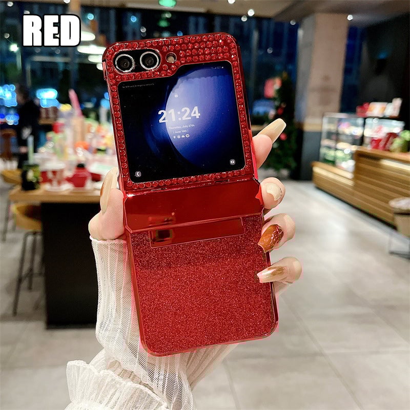 Diamond Leather Hinge Phone Case for Galaxy Z Flip 3/Galaxy Z Flip 4/Galaxy Z Flip 5/Galaxy Z Flip 6 Folding Screen