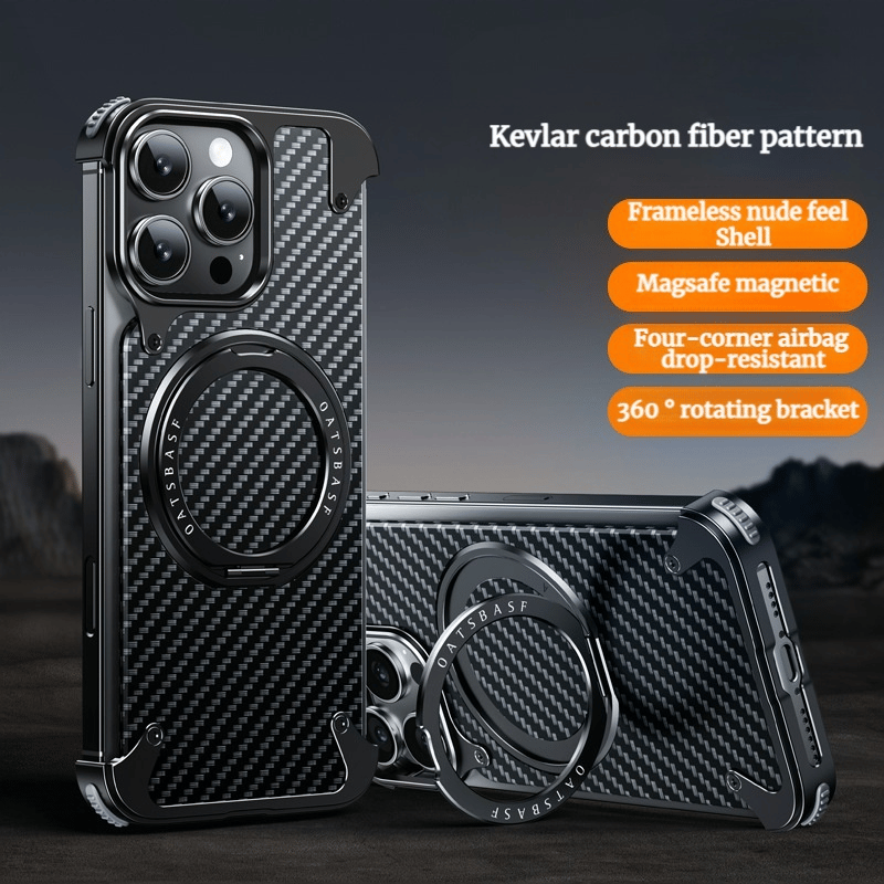 Frameless Carbon Fiber Texture Magnetic Bracket Case