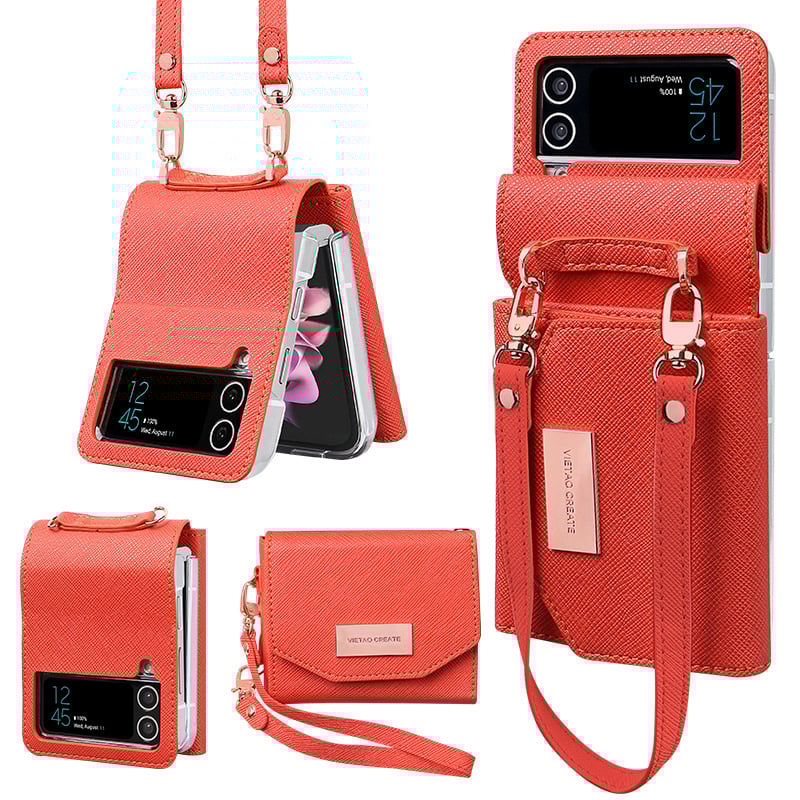 Cross pattern wallet case for Galaxy Z Flip 3/Galaxy Z Flip 4/Galaxy Z Flip 5/Galaxy Z Flip 6