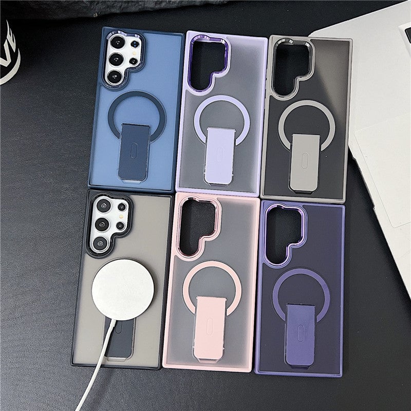 Suitable For Galaxy S25/S24/23 Series Magnetic Bracket Skin-feel Phone Case