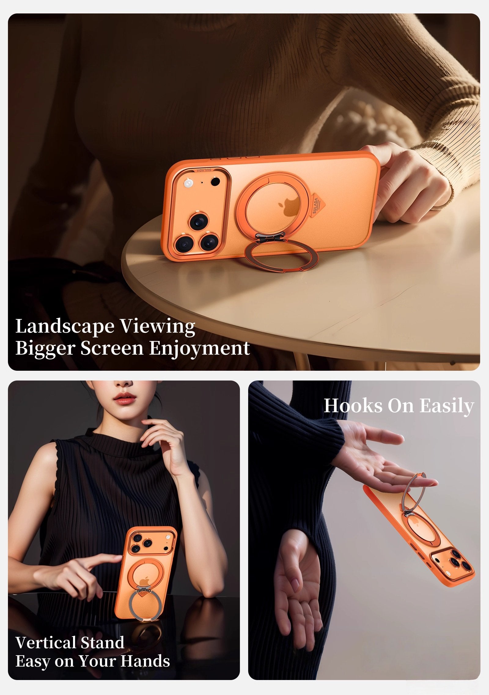 [Made for iPhone 17 Series]Skin-friendly 360° rotating stand case for iPhone 17 series