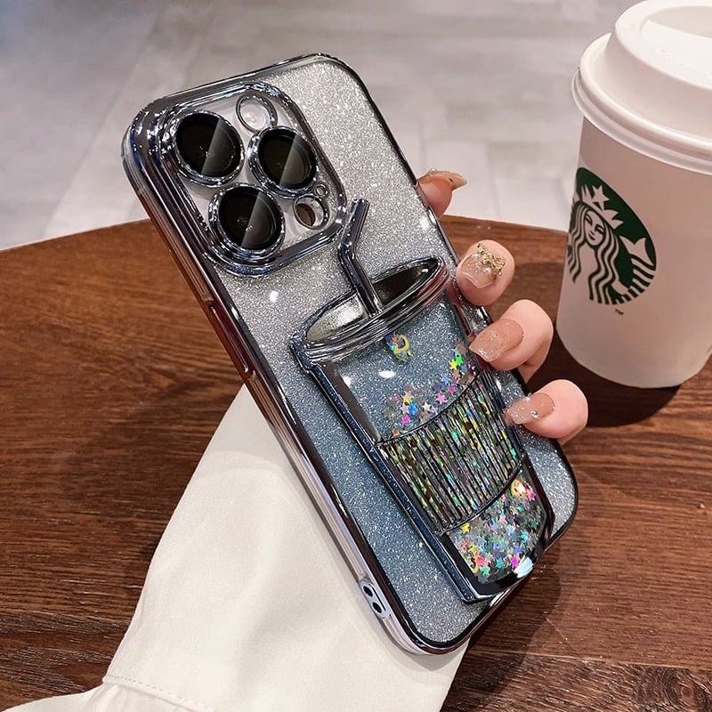 💥Hot Sale $9.99💥Cubic Quicksand Cup for Apple 15 Phone Case Gradient Glitter iPhone 14 Pro Electroplating Drop Protection Case