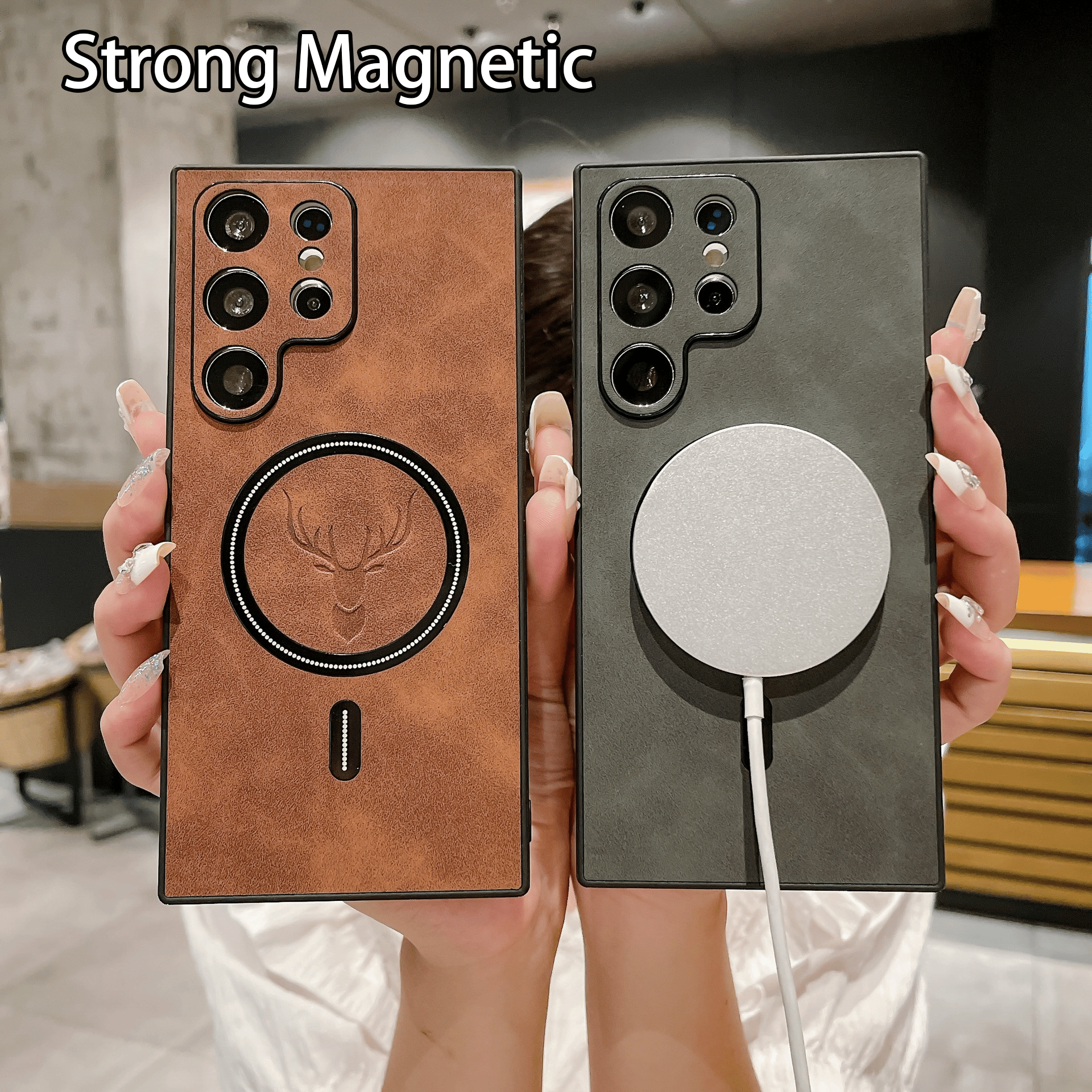 Luxury MagSafe Leather Case for Galaxy S21/S22/S23/S24 Series | Premium Protection & Wireless Charging