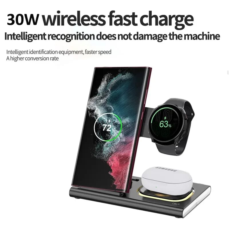 15W 3 in 1 LED Foldable Wireless Charger Stand For Samsung Or iPhone