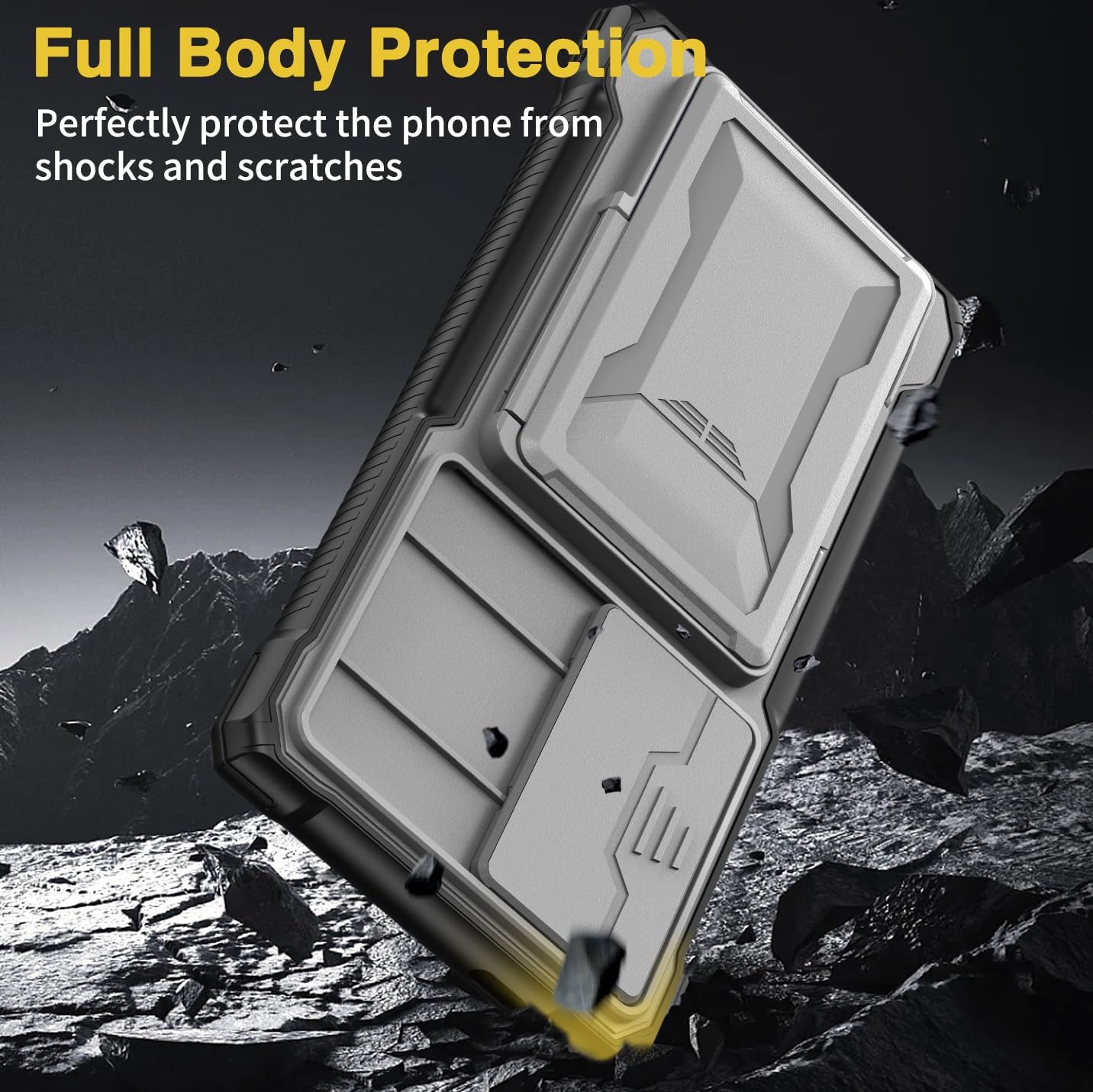 Sliding window lens holder for Samsung Galaxy S24 Ultra, anti-drop protective cover with card insertion