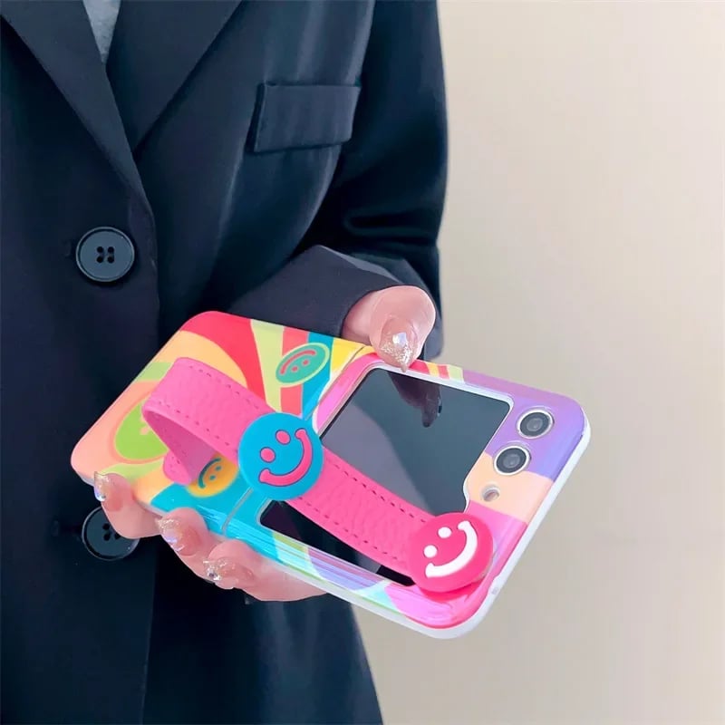 Colorful Graffiti Happy Face Phone Case For Galaxy Z Flip 3 / Galaxy Z Flip 4 / Galaxy Z Flip 5 / Galaxy Z Flip 6
