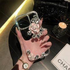 Hollow Rhinestone Rose Mobile Phone Case For iPhone 16 15 14 13 12 11 Series