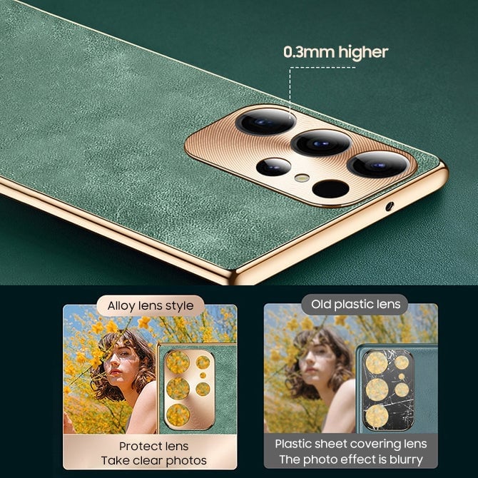 Samsung Galaxy S22 S23 S24 Series | High-End Luxury Metal Lens Leather Phone Case
