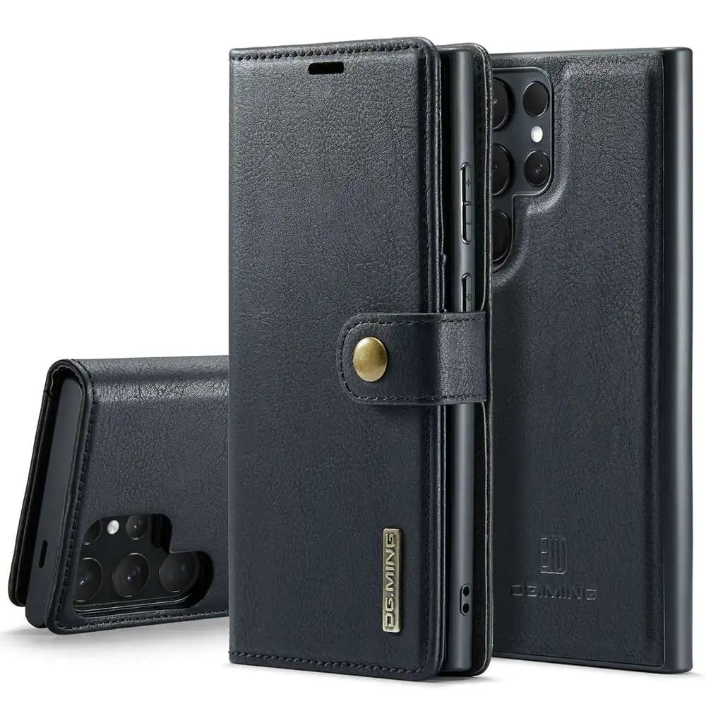 2 in 1 Protective Case for Samsung Galaxy S25/S24/S23/S22/S21 Series and Note 20 Series, PU Leather Shell with Removable Magnetic Wallet Pocket