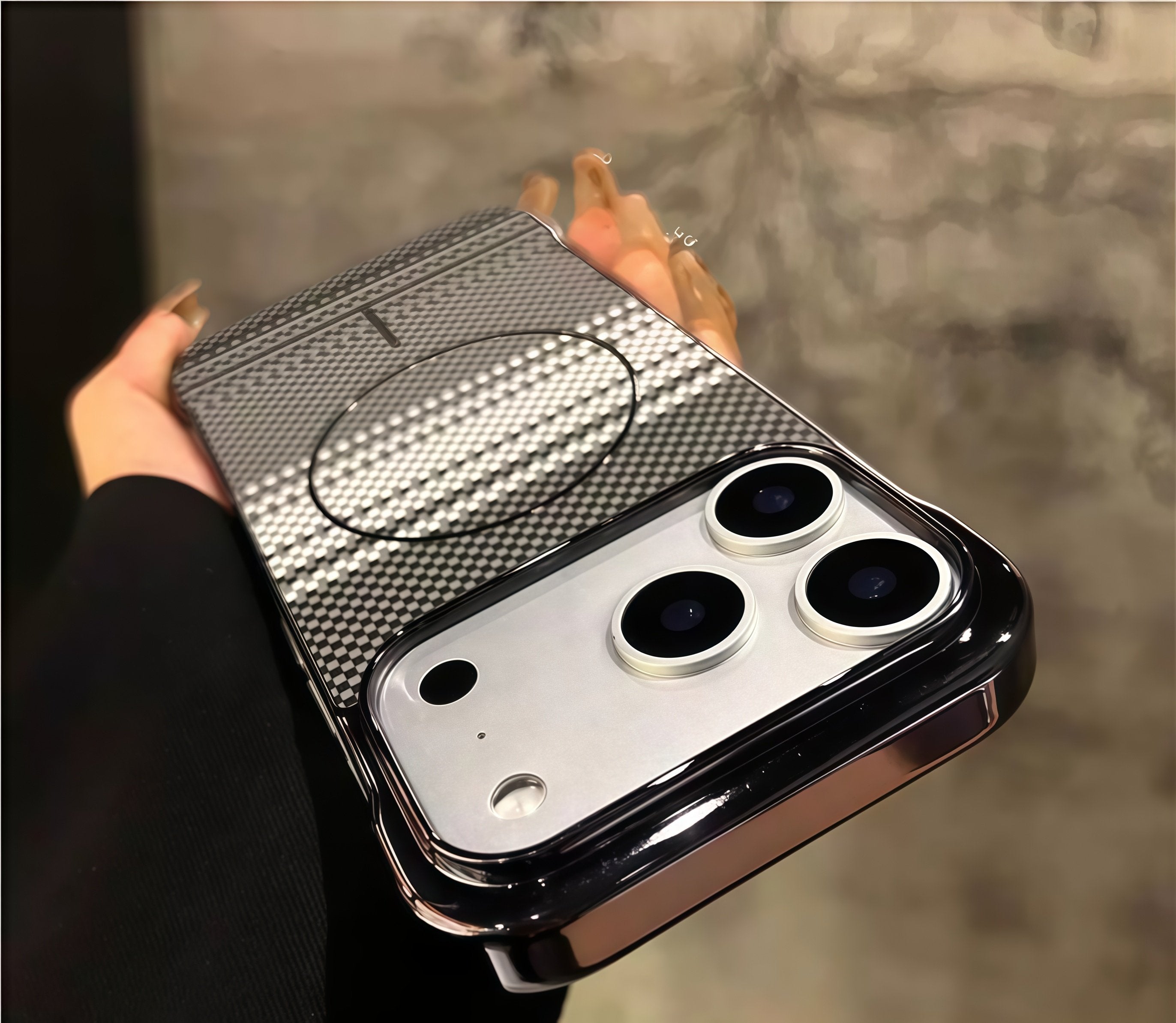 KASCASE | Frameless Carbon Fiber Pattern Magnetic Case for iPhone 17 Pro Max