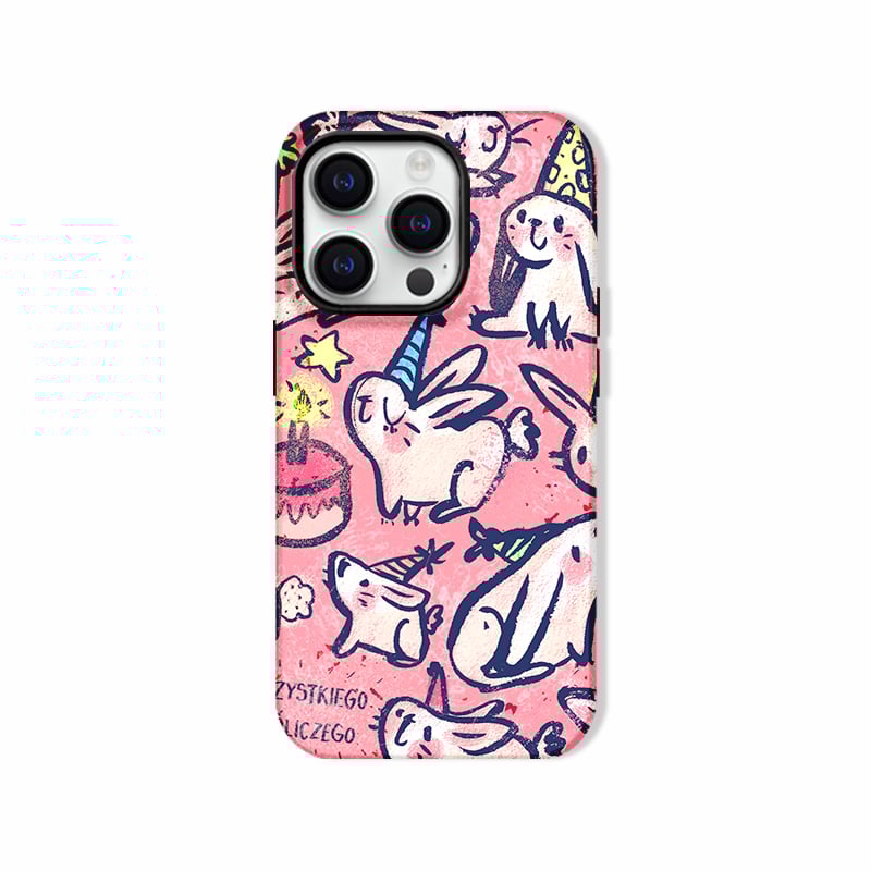 Graffiti Rabbit Hard Shell Case for iPhone 16/15/14/13/12/11 – 3D Printed, Matte Finish, Full-Cover Design