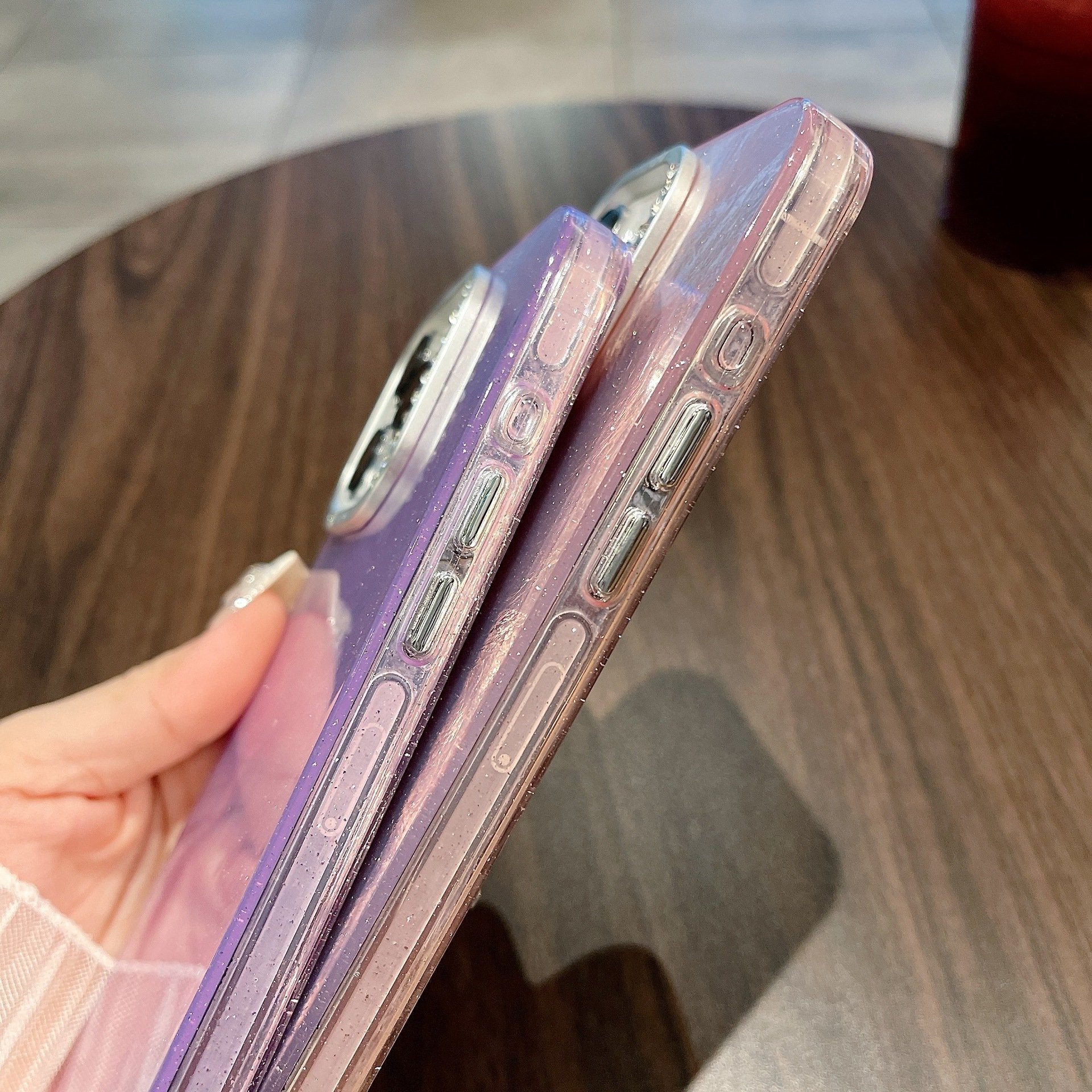 Rhinestone Mirror Frame Foil Texture Protective Case Compatible With iPhone 11/12/13/14/15/16 series