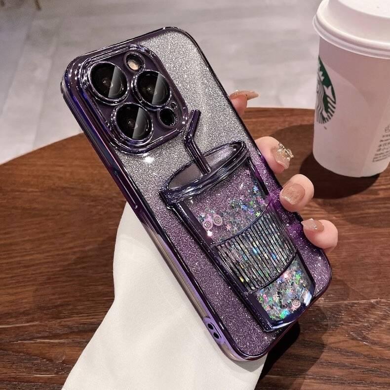 💥Hot Sale $9.99💥Cubic Quicksand Cup for Apple 15 Phone Case Gradient Glitter iPhone 14 Pro Electroplating Drop Protection Case