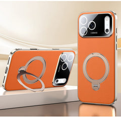 KASCASE | Skin-Textured Leather Rotating Magnetic Stand Case for iPhone 17 Pro Max