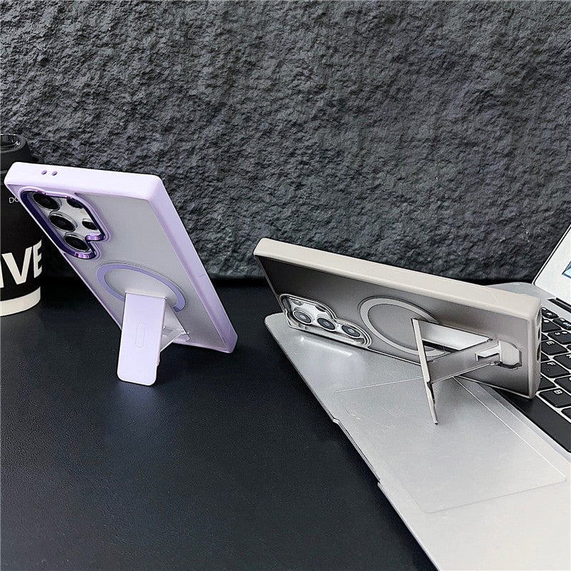 Suitable For Galaxy S25/S24/23 Series Magnetic Bracket Skin-feel Phone Case