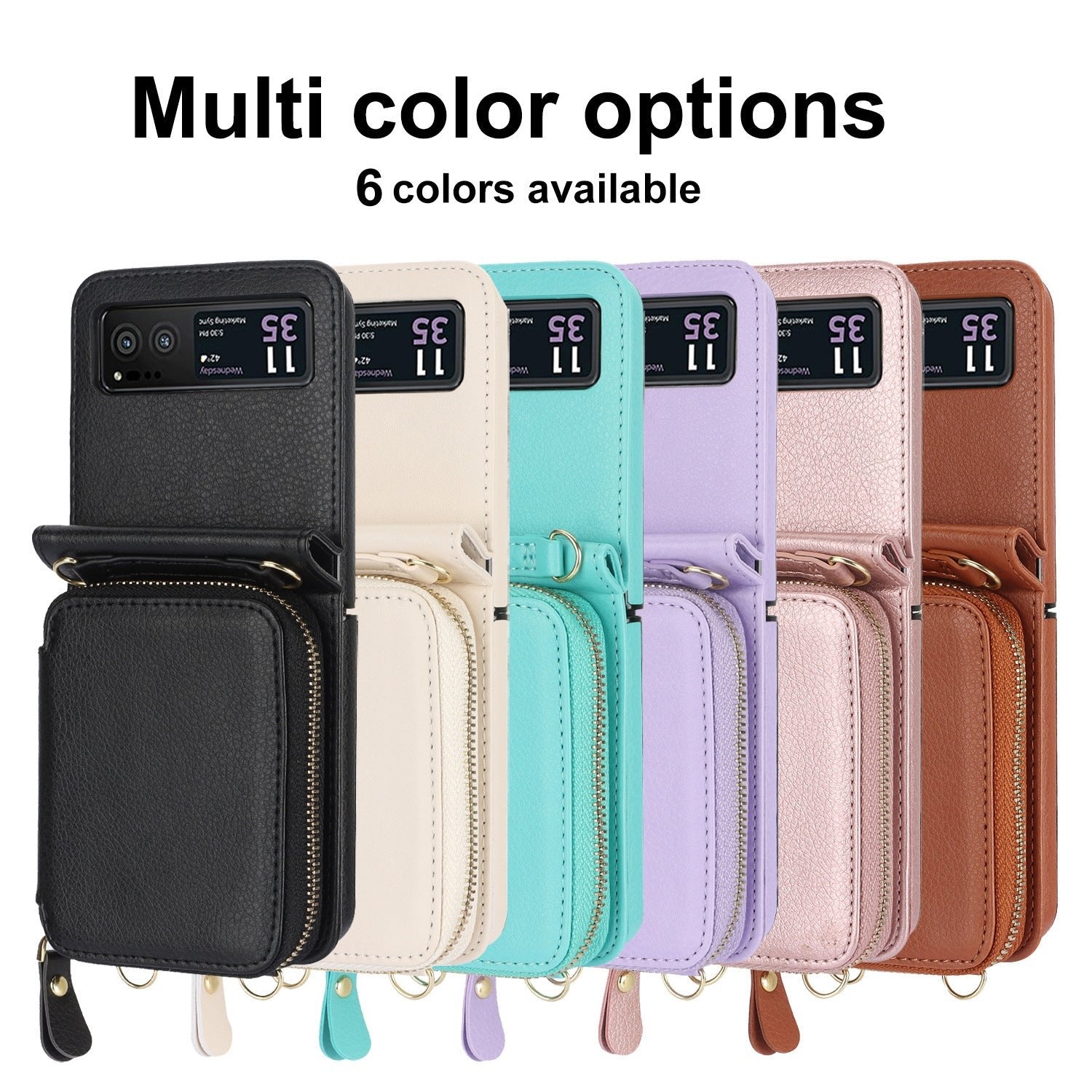 Suitable for Galaxy Z Flip 3/Galaxy Z Flip 4/Galaxy Z Flip 5/Galaxy Z Flip 6 Zipper Bag Mobile Phone Case Leather Case Card Holder