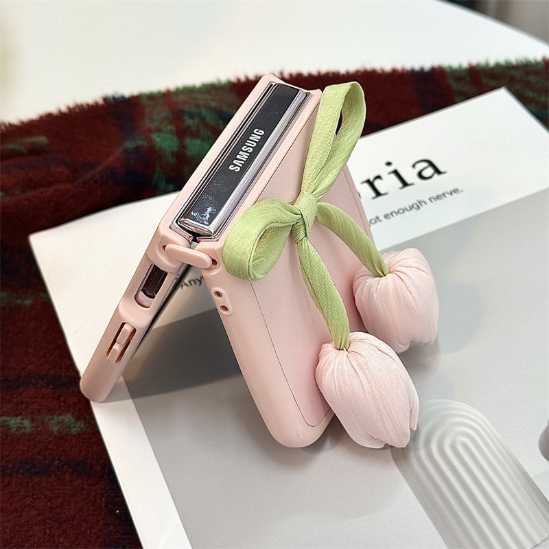 Tulip Cat Ears Phone Case For Galaxy Z Flip 3 / Galaxy Z Flip 4 / Galaxy Z Flip 5 / Galaxy Z Flip 6