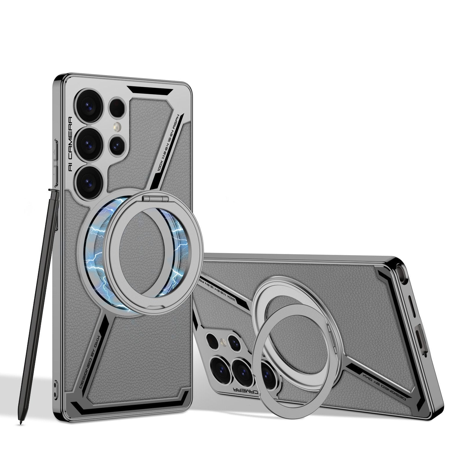 Suitable for Galaxy S25Ultra/S24Ultra/S23Ultra electroplated leather built-in magnetic ring full-cover protective case(Only Case)