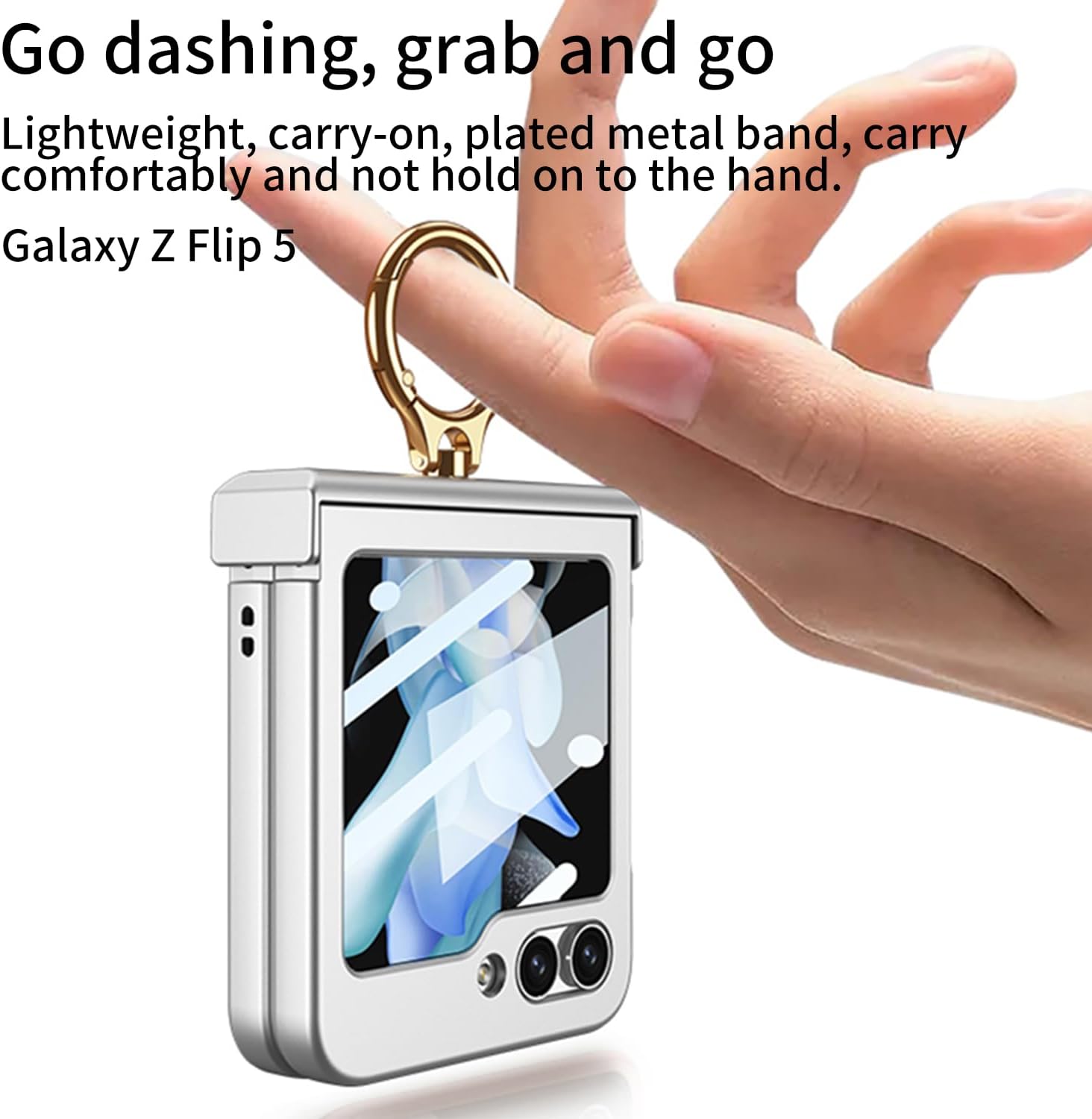 Ultra-thin mobile phone case with hinge ring holder and shell-film integrated for Galaxy Z Flip 5/Galaxy Z Flip 6, drop-proof