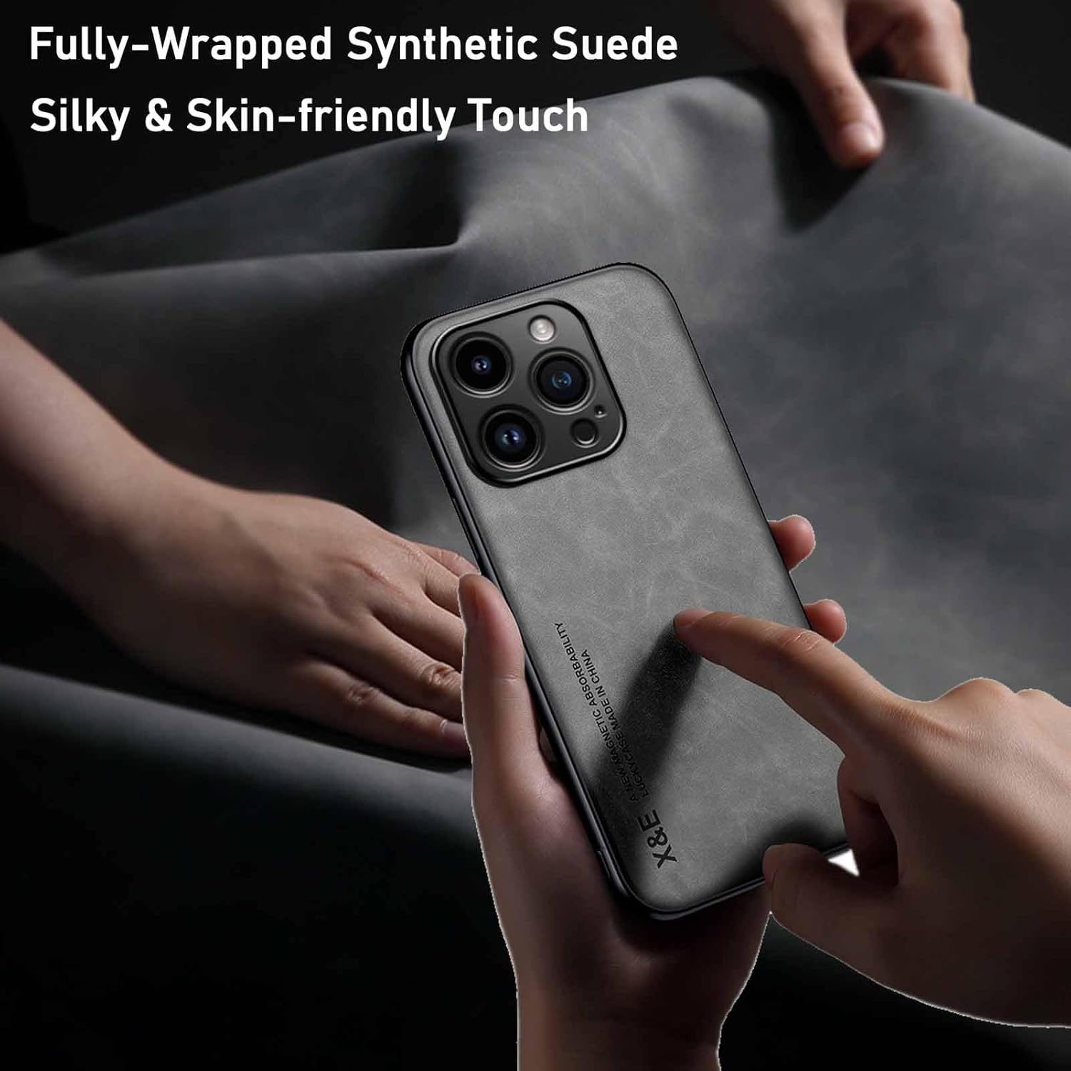 Sheepbuck leather magnetic mobile phone case for iPhone, shockproof, non-slip and ultra-light