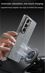 Lamb leather phone case for Samsung Galaxy Z Fold 6, built-in magnetic suction, lens holder