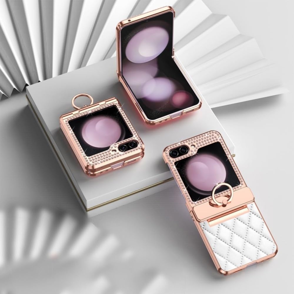 Luxury Leather Pattern Folding Protective Case, Compatible with Galaxy Z Flip 3/Galaxy Z Flip 4/Galaxy Z Flip 5