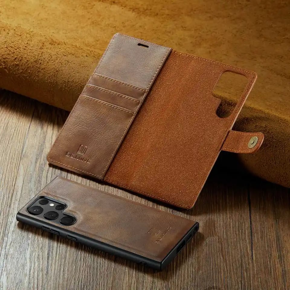 2 in 1 Protective Case for Samsung Galaxy S25/S24/S23/S22/S21 Series and Note 20 Series, PU Leather Shell with Removable Magnetic Wallet Pocket