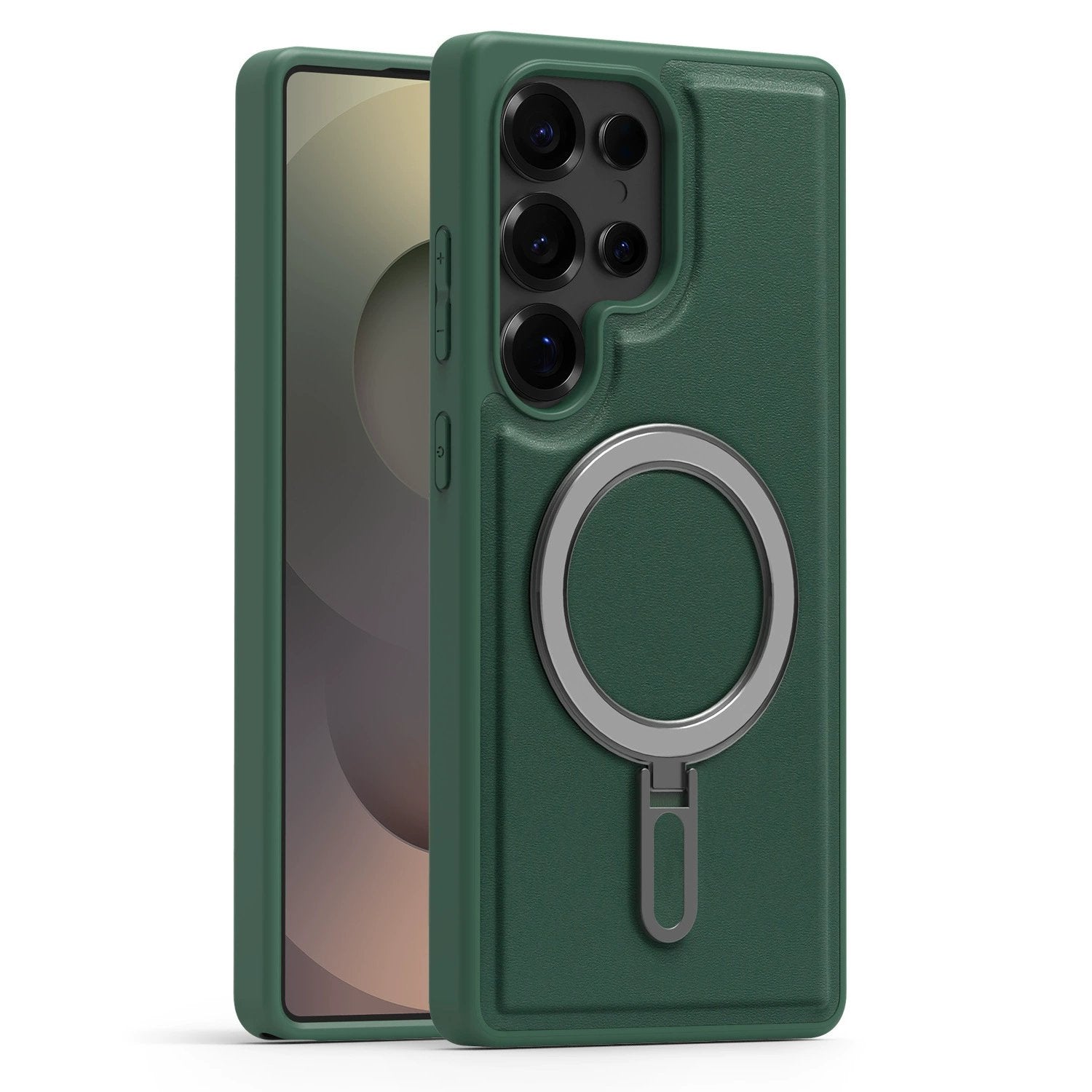 Metal Magnetic Bracket Leather Anti-drop Protective Case For Samsung Galaxy S25 S24 S23 S22 Series