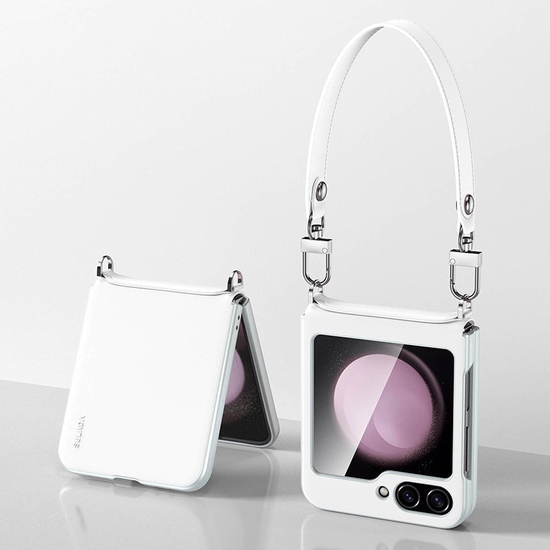 Galaxy Z Flip 5 & Galaxy Z Flip 6 | Leather Mobile Phone Case with Wrist Strap