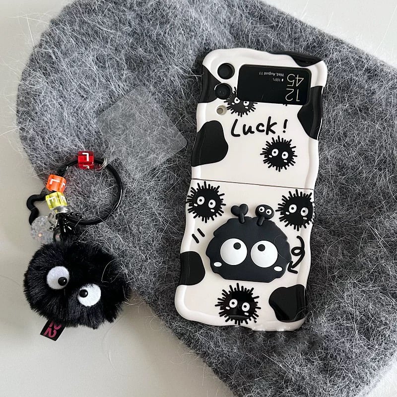 New Cartoon Cute Briquettes Twisted Edge Soft Shell Phone Case for Galaxy Z Flip 3/Galaxy Z Flip 4/Galaxy Z Flip 5/Galaxy Z Flip 6