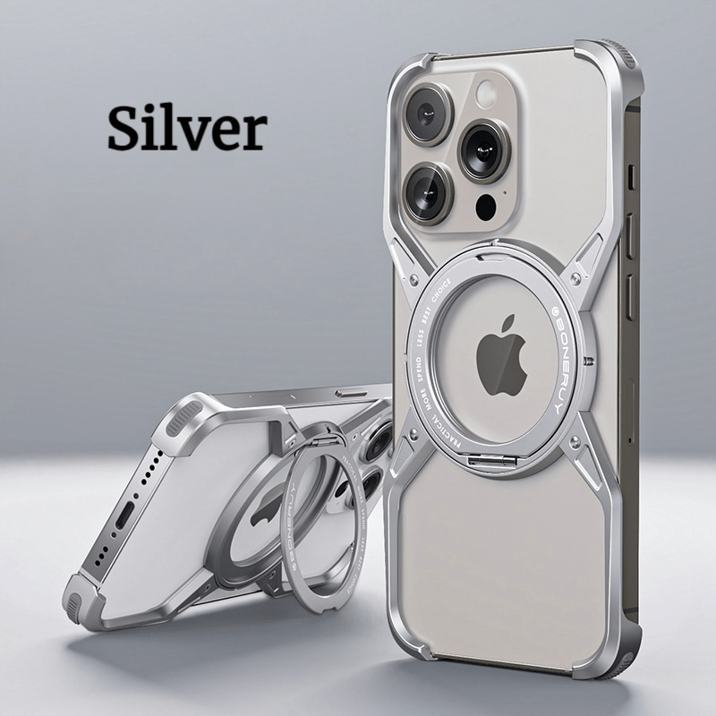 X-shaped Aluminum Alloy Hollow Rotating Magnetic Bracket Case For iPhone 16 Series