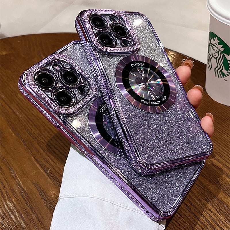 💖 Glitter Diamond Magnetic Ring Holder Case for iPhone ✨