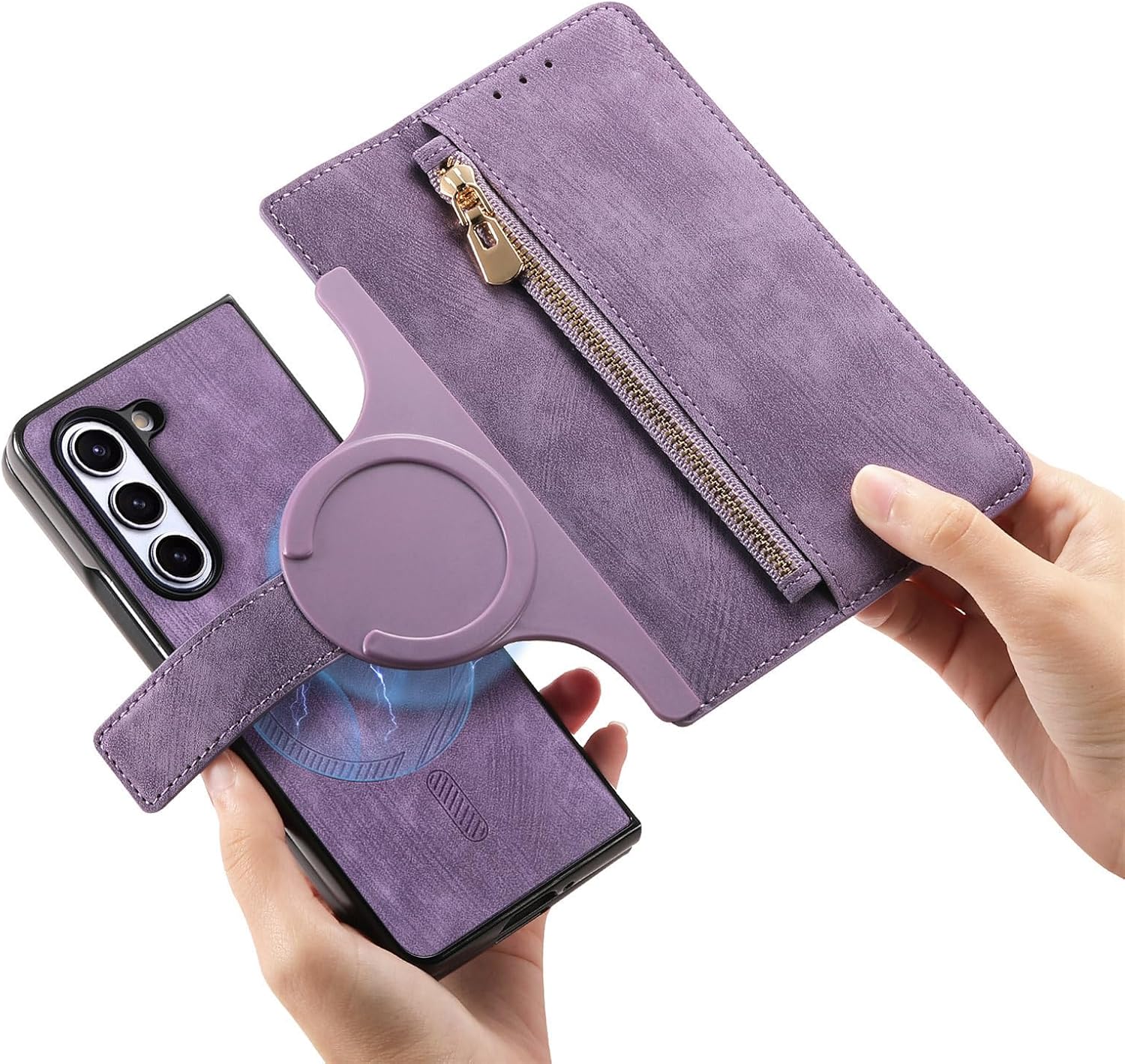 Creative magnetic two-in-one detachable mobile phone leather case for Galaxy Z Fold 3/Galaxy Z Fold 4/Galaxy Z Fold 5/Galaxy Z Fold 6(Only Case)