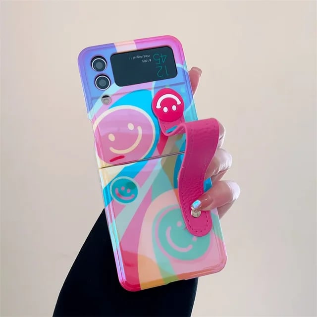 Colorful Graffiti Happy Face Phone Case For Galaxy Z Flip 3 / Galaxy Z Flip 4 / Galaxy Z Flip 5 / Galaxy Z Flip 6
