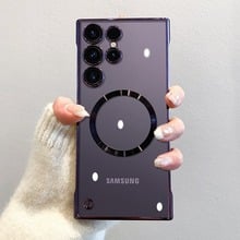 Transparent Ultra-Thin Electroplated Magnetic Case with Lens Film for Galaxy S22/S23/S24/S25 Series