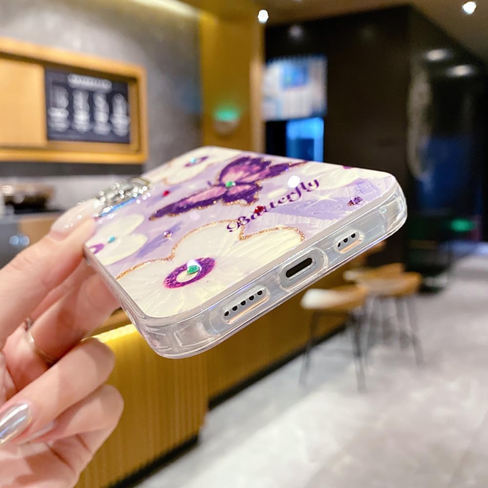 Butterfly Flower Bling Diamond Soft Phone Case Compatible with iPhone Case