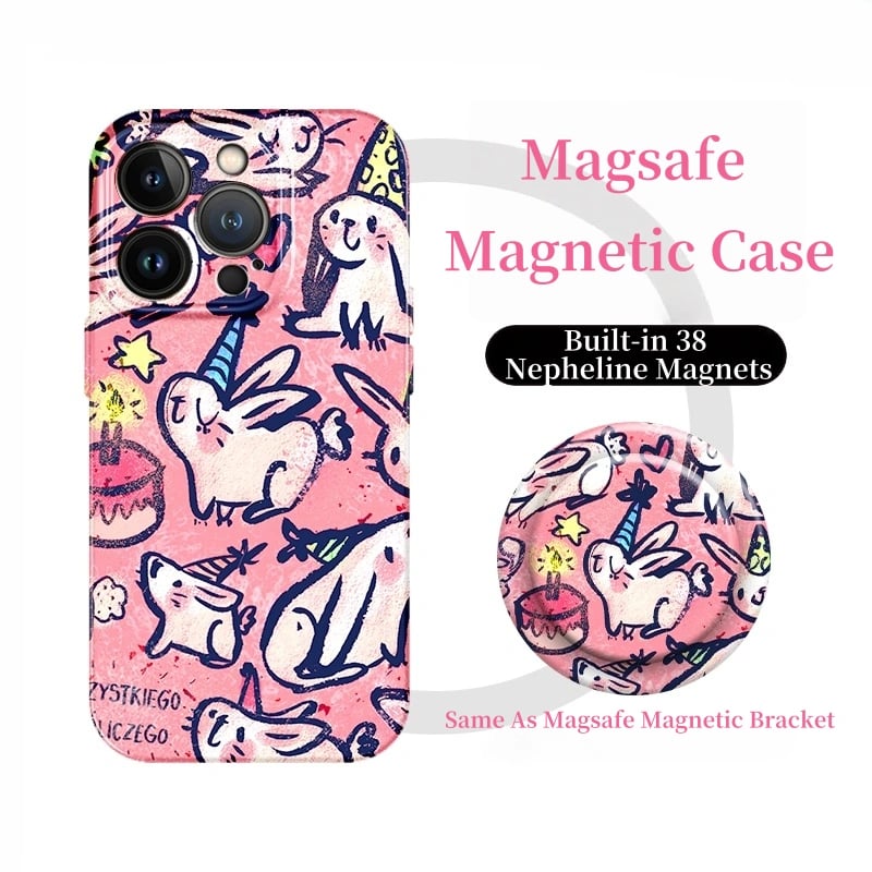 Graffiti Rabbit Hard Shell Case for iPhone 16/15/14/13/12/11 – 3D Printed, Matte Finish, Full-Cover Design