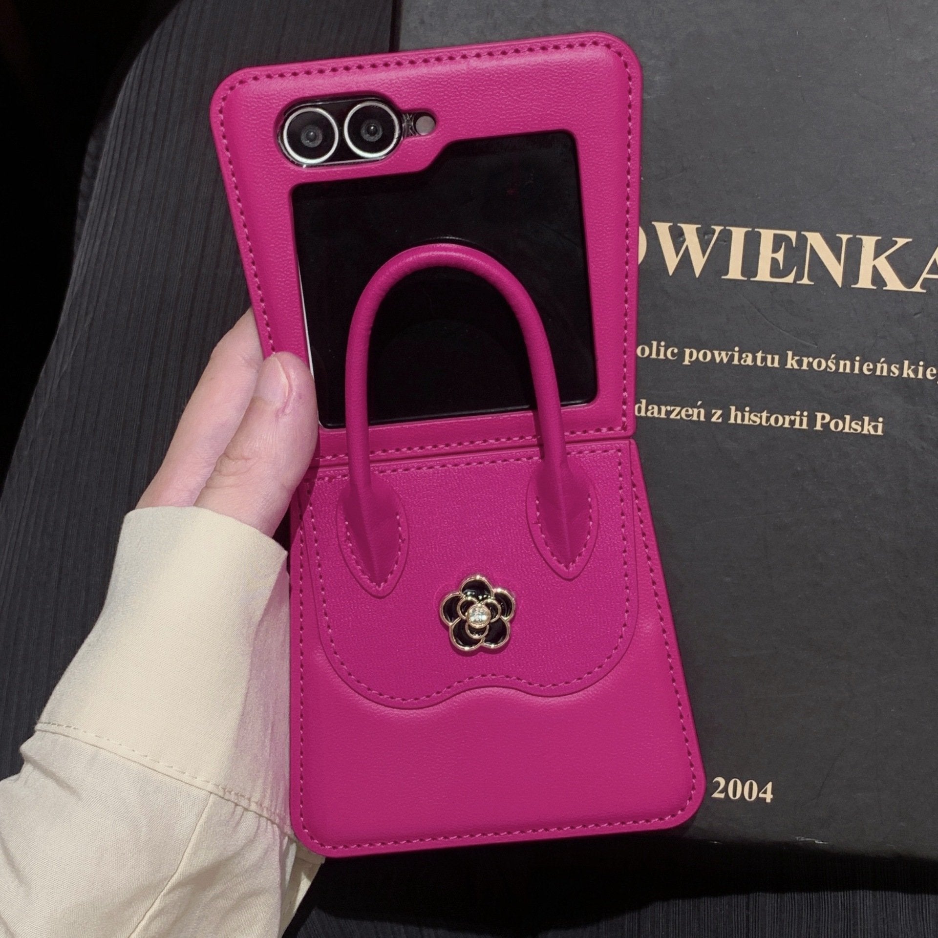 Luxury Flower Handbag Phone Case for Galaxy Z Flip 3/Galaxy Z Flip 4/Galaxy Z Flip 5/Galaxy Z Flip 6