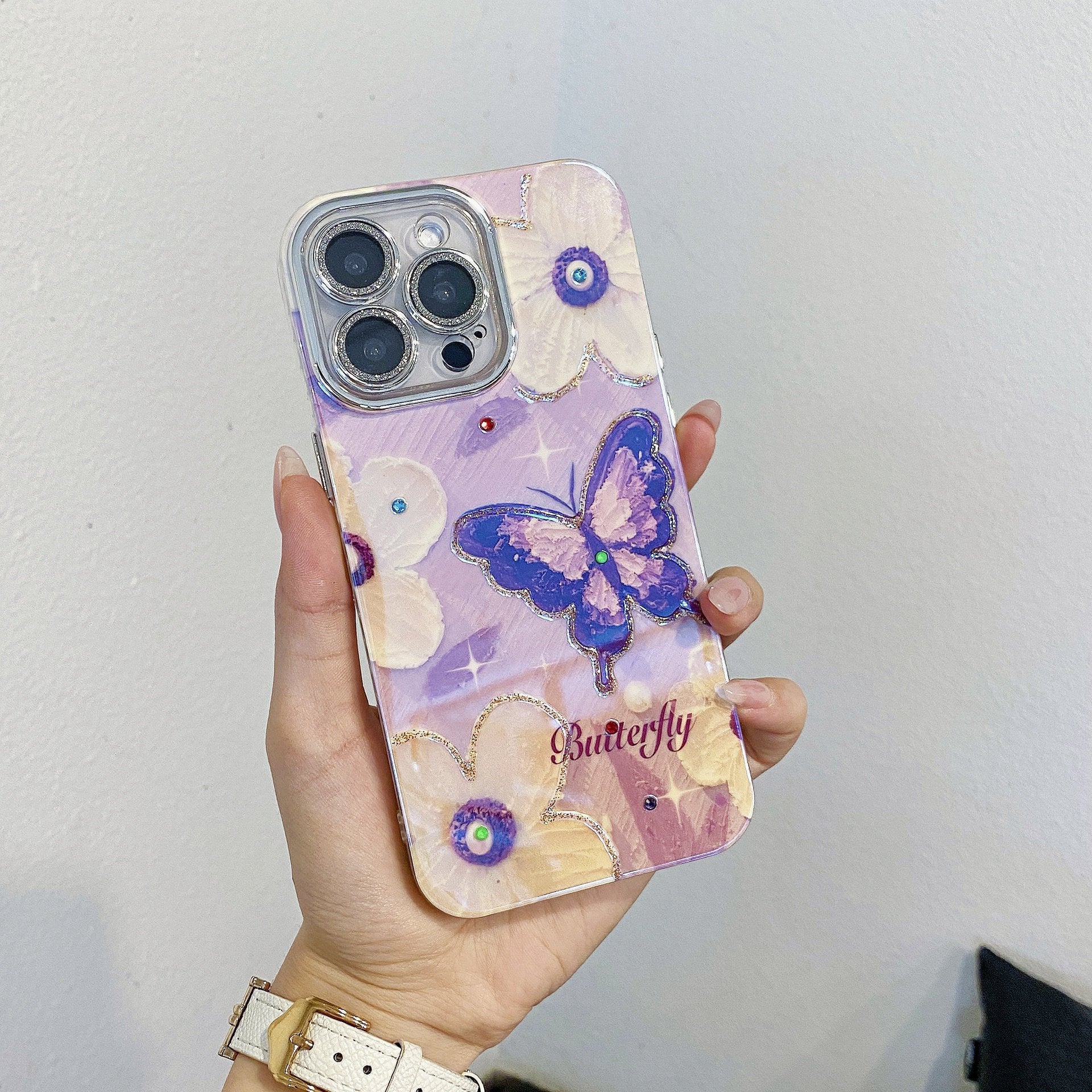 Butterfly Flower Bling Diamond Soft Phone Case Compatible with iPhone Case