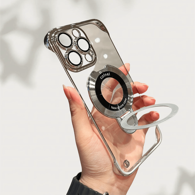 Electroplated Frameless iPhone Case with Magnetic Stand & Lens Film