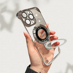 Electroplated Frameless iPhone Case with Magnetic Stand & Lens Film