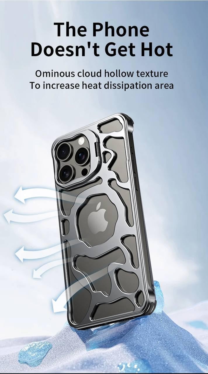 SentimentvalueTM Magnetic Heat Dissipation Hollow Metal Case With Lens Holder For iPhone 16 15 14 13 Series