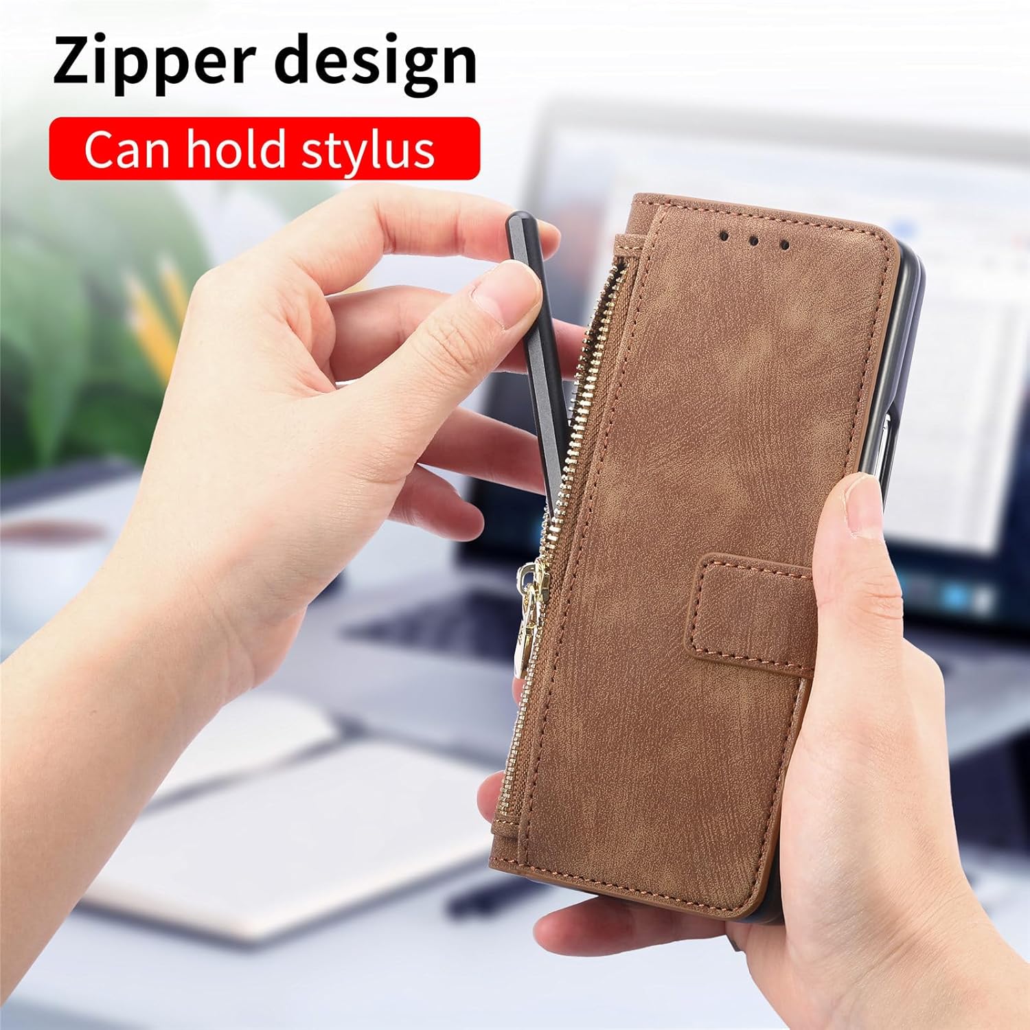 Creative magnetic two-in-one detachable mobile phone leather case for Galaxy Z Fold 3/Galaxy Z Fold 4/Galaxy Z Fold 5/Galaxy Z Fold 6(Only Case)
