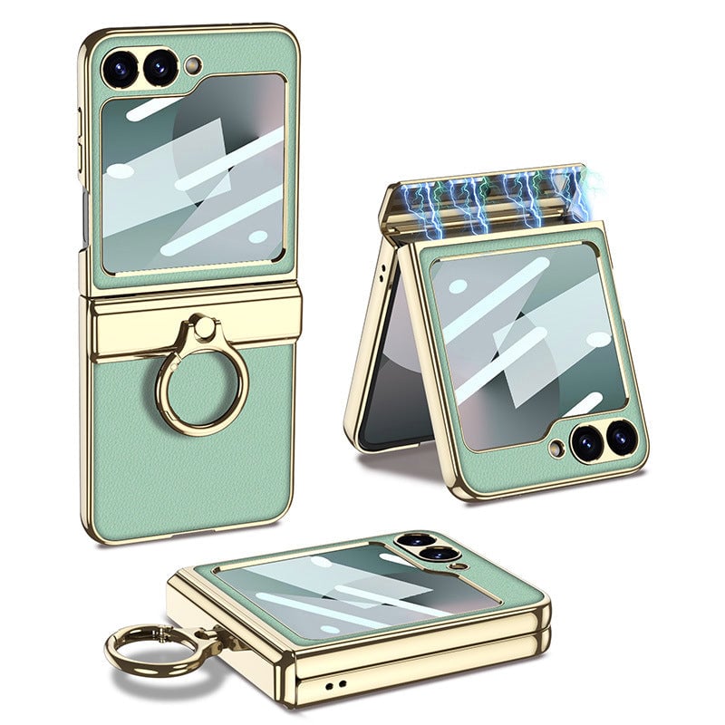 Samsung Galaxy Z Flip6 | Electroplated Ring Leather Case