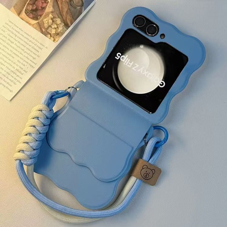 Sky blue wave leather texture case for Galaxy Z Flip 3/Galaxy Z Flip 4/Galaxy Z Flip 5/Galaxy Z Flip 6